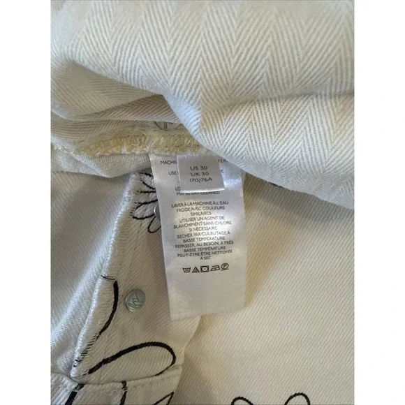 WE THE FREE PEOPLE DAISY Print wren Jeans Women's Size 30 Cream Cropped Denim - Picture 7 of 9